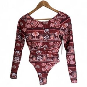 Phax Swimsuit Small Twist Front Long Sleeve One Piece Warm Brown NEW one piece